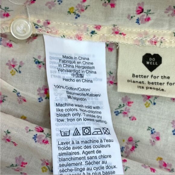 Madewell Bright Buds Shirred Drawstring Tank Top Cream Pink Medium Cottage - Picture 11 of 16